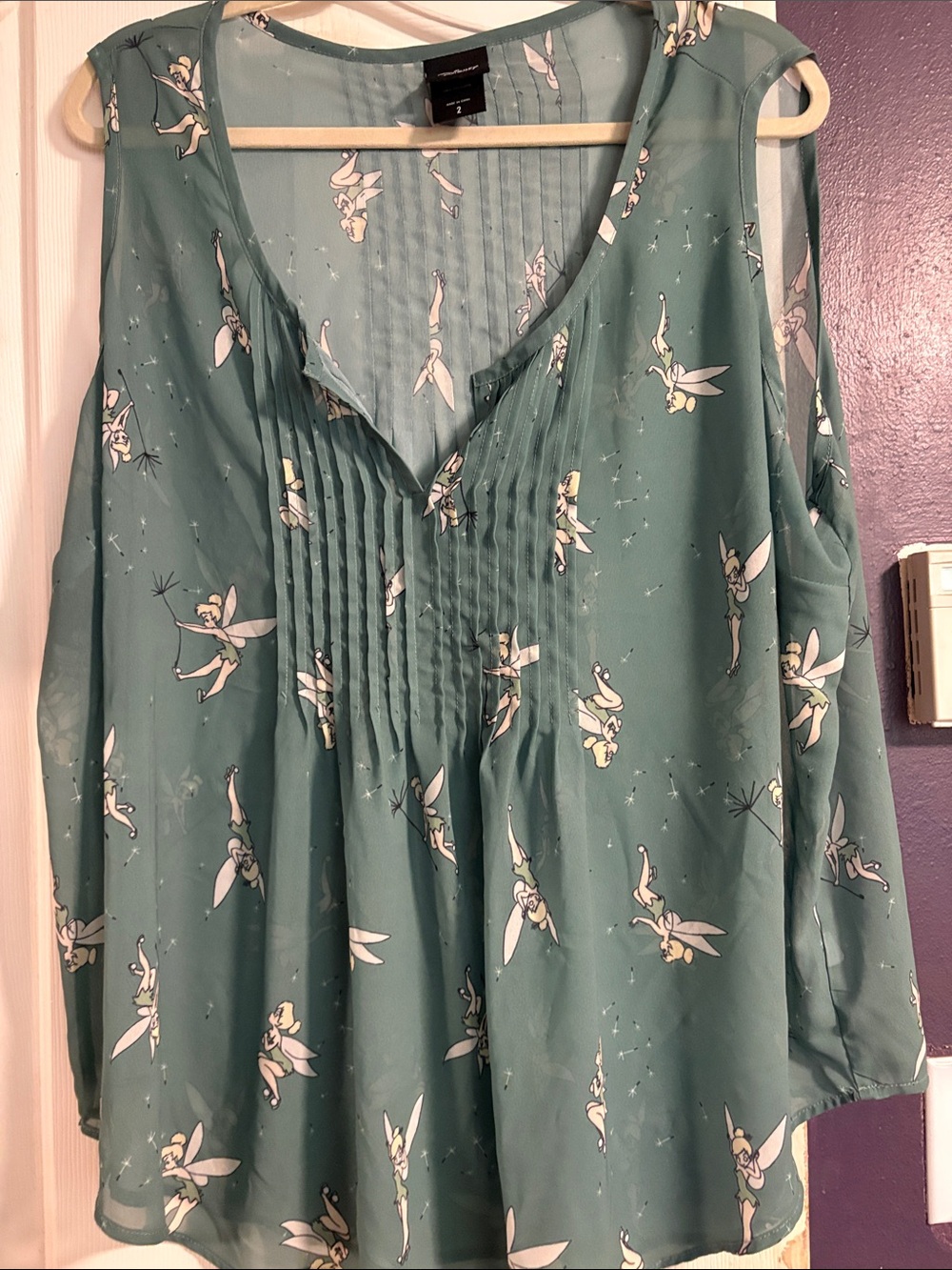 torrid Teal Tinkerbell Pintuck Cold-Shoulder Blouse